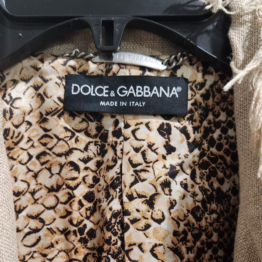 Dolce and Gabbana Tan Linen Fringe Blazer Jacket 38 Us 2 - Picture 3 of 7